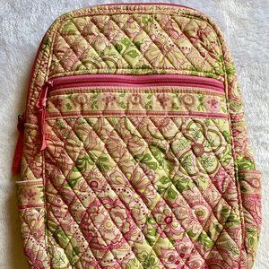 Vera Bradley Quilted Pink Green Lightweight Backpack - Small